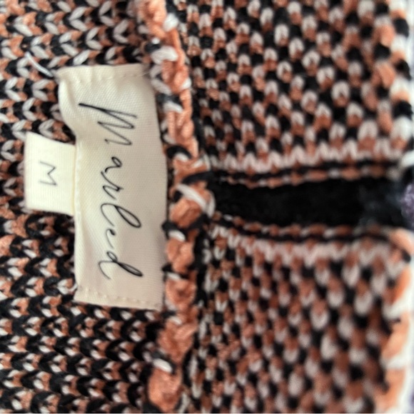 Marled Chevron Cardigan - Black, White, Tan - Picture 4 of 6